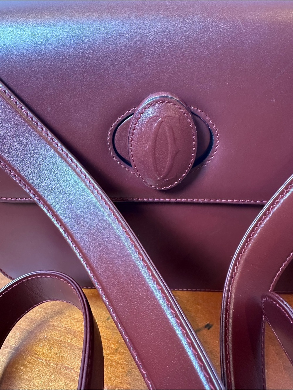 Cartier Wine Leather Shoulder / Crossbody Bag (vintage must de Cartier line) - Picture 3 of 9